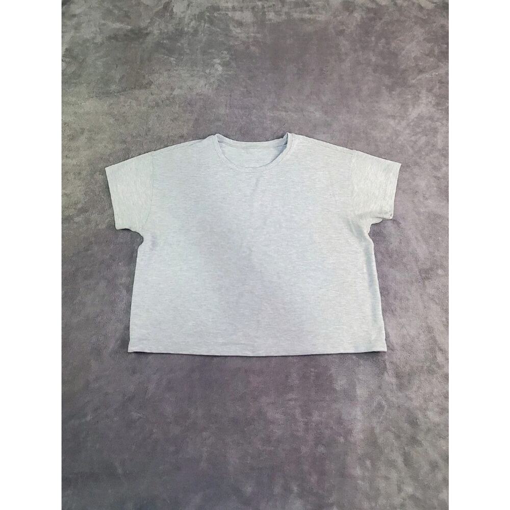 Lululemon Women's Size M-L Cates Tee Heathered Core Light Grey Crop Top C2-202